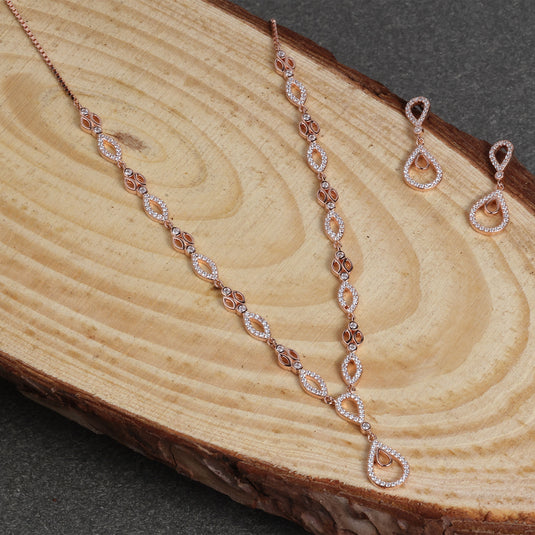 925 Silver Teardrop Necklace (Rose-Gold Finish)