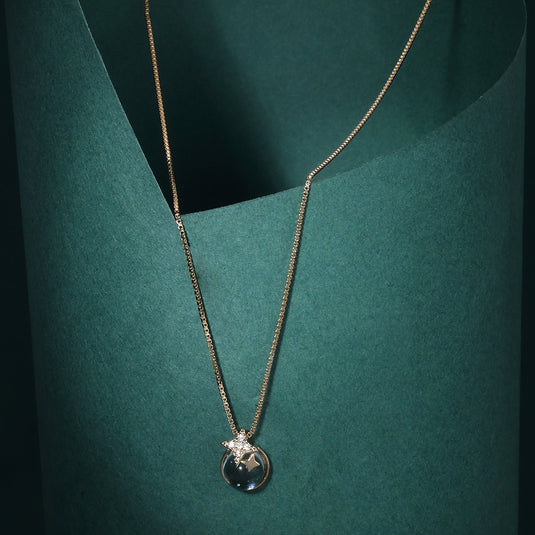 925 Silver Sparkle & Crystal Pendant (Rose-Gold Finish)