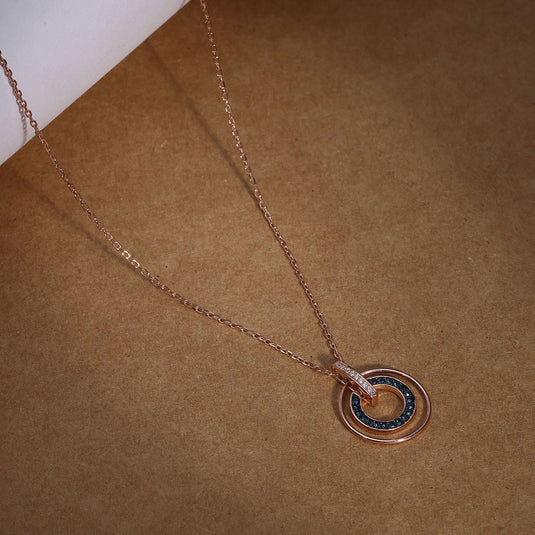 925 Silver Circular Loop Pendant (Rose-Gold Finish)