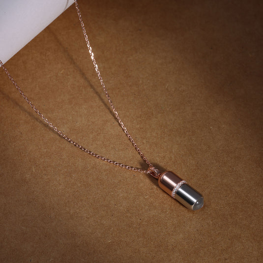 925 Silver Dual-Tone Capsule Pendant (Rose-Gold Finish)