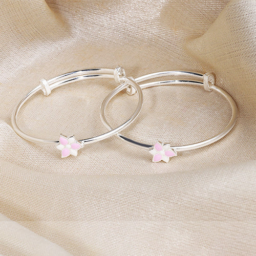 925 Silver Enamel Flower Baby Kada
