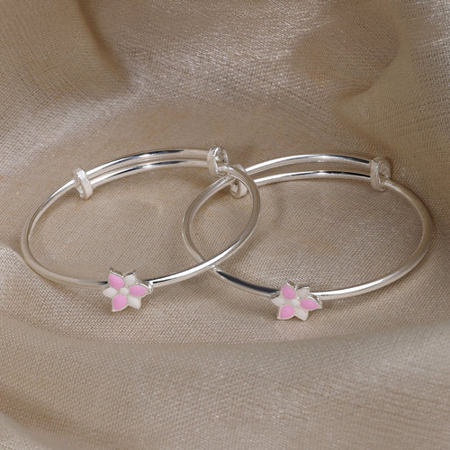 925 Silver Enamel Flower Baby Kada