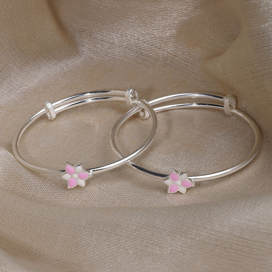 925 Silver Enamel Flower Baby Kada