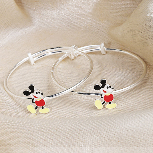 Dual Color Bead Silver Kada