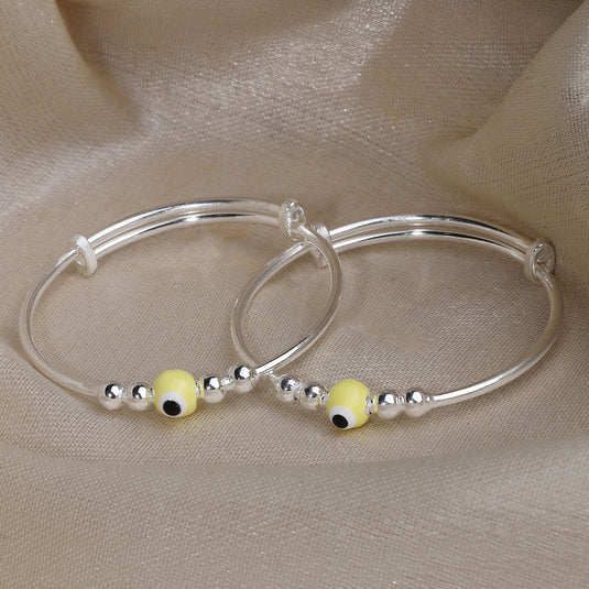 925 Silver Enamel Yellow Evil Eye Baby Kada