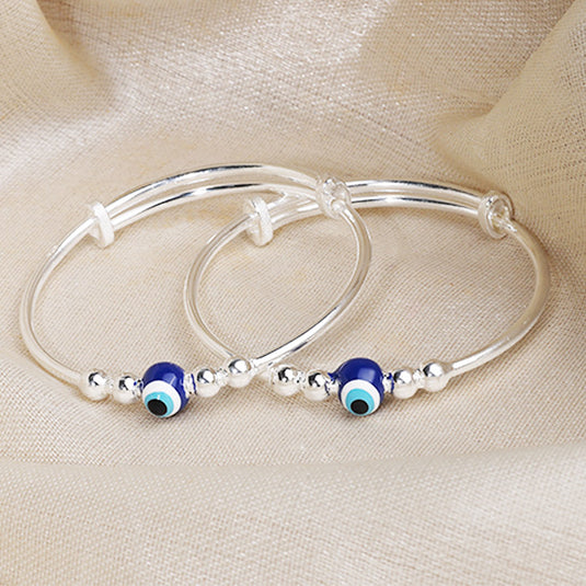 Blue Bead Silver Kada