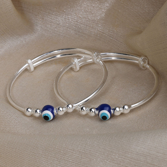 925 Silver Enamel Dark Blue Evil Eye Baby Kada