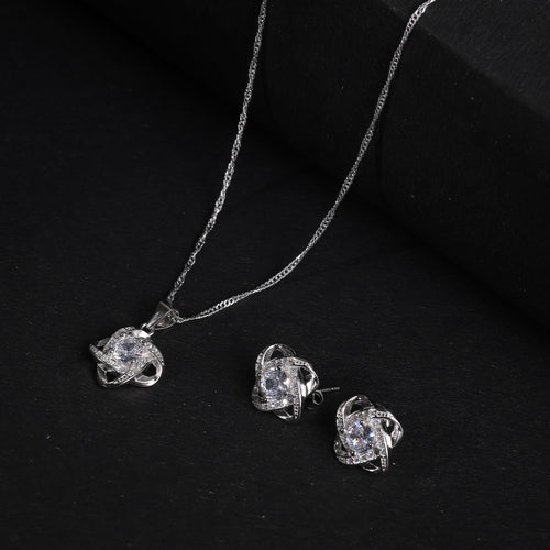 925 Silver Wrapped Stone Pendant Set