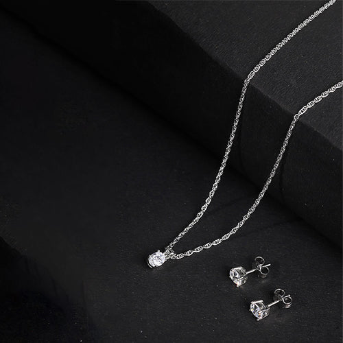 925 Silver Oval Stone Pendant Set