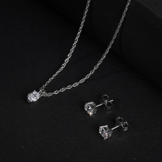 925 Silver Oval Stone Pendant Set