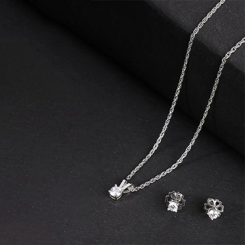 925 Silver Round Stone Pendant Set