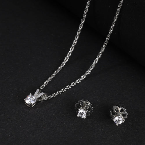 925 Silver Round Stone Pendant Set