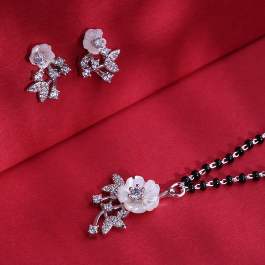 925 Silver Floral Branch Mangalsutra Set