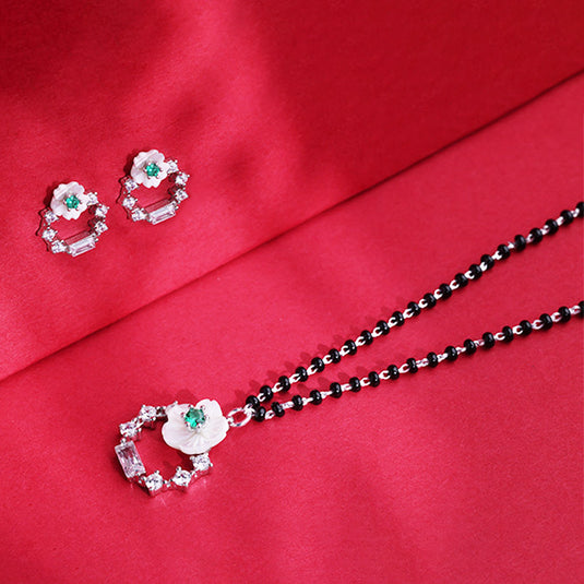 Dual Flower Stud Mangalsutra