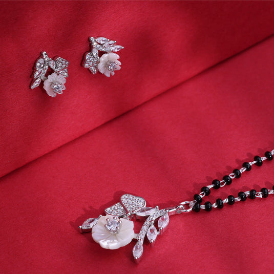 925 Silver Floral & Leaf Branch Mangalsutra Set