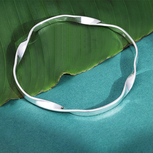 Plain Silver Open Bangle Bracelet