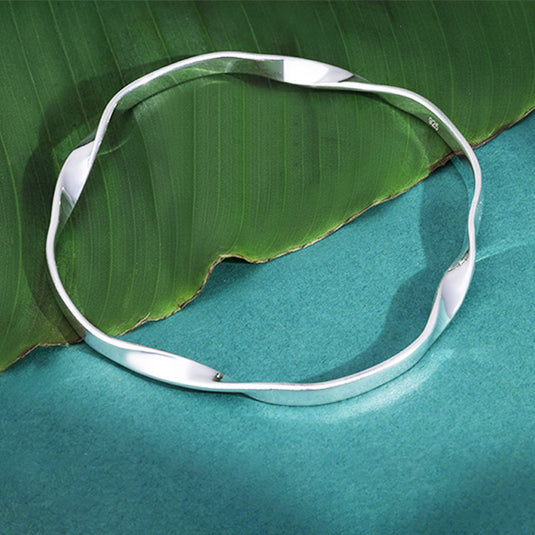 Plain Silver Open Bangle Bracelet