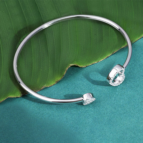 Single Stone Open Bangle Bracelet