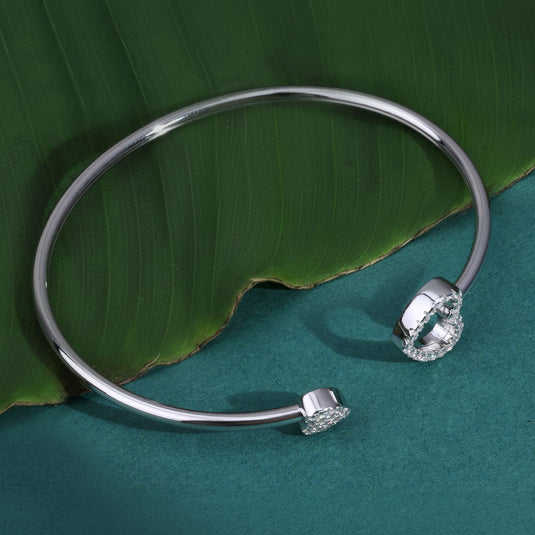 Single Stone Open Bangle Bracelet