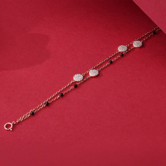 925 Silver Beads & Discs Bracelet (Rose-Gold Finish)