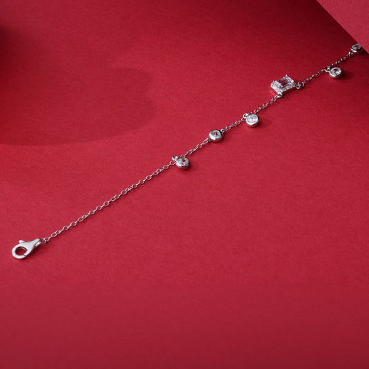 925 Silver Emerald-Cut Stone Bracelet
