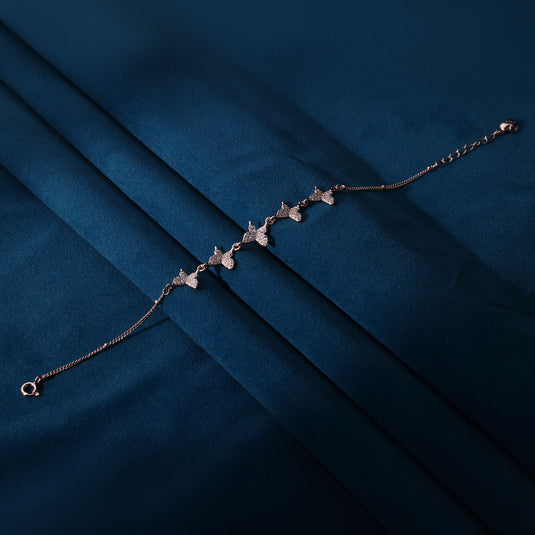 925 Silver Butterfly Linked Bracelet (Rose-Gold Finish)