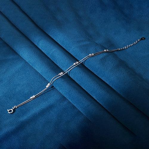 925 Silver Layered Rectangular Stone Bracelet