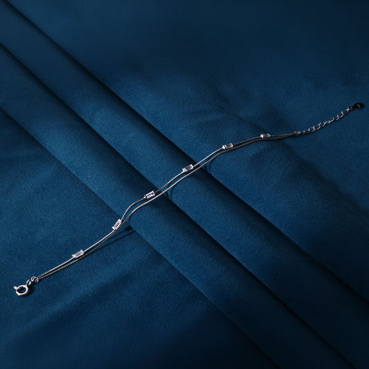 925 Silver Layered Rectangular Stone Bracelet