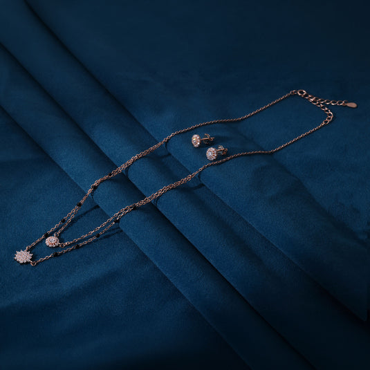 925 Silver Elegant Motifs Layered Mangalsutra (Rose-Gold Finish)