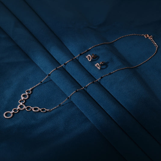 925 Silver Eternal Loops Studded Mangalsutra (Rose-Gold Finish)