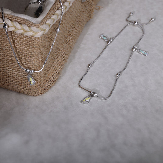 925 Silver Pastel Enamel Charm Adjustable Anklet