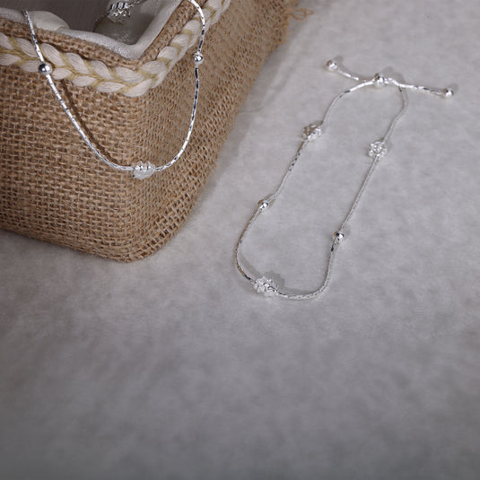 925 Silver Minimalist Adjustable Anklet