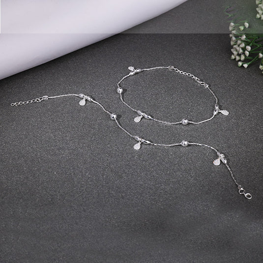 Dual Charm Silver Anklet