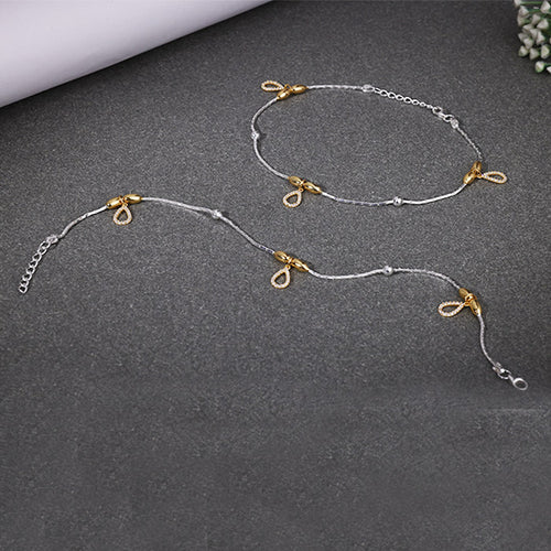 925 Silver Dual-Tone Studded Pear Drop Anklet