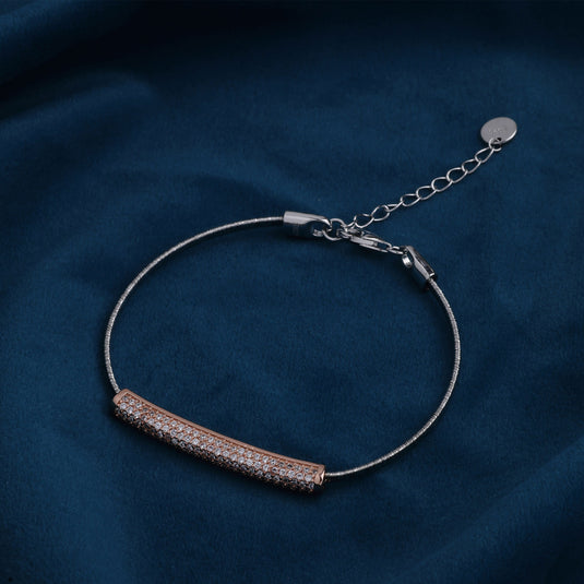 925 Silver Dual-Tone Cylindrical Shimmer Bracelet