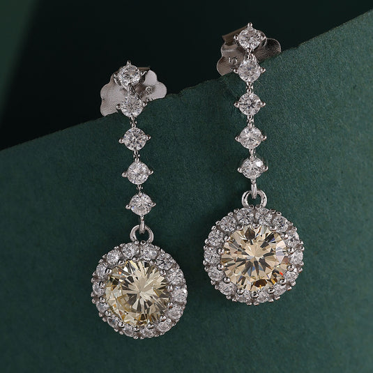 925 Silver Yellow Stone Drop Earrings