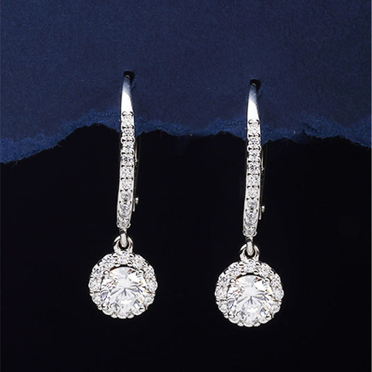 Round Drop Silver Earrings