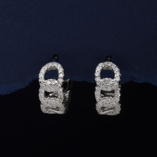 925 Silver Circle Linked Hoop Earrings