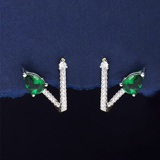Green Stone Bar Earrings
