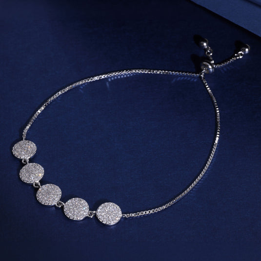 925 Silver Studded Discs Adjustable Bracelet