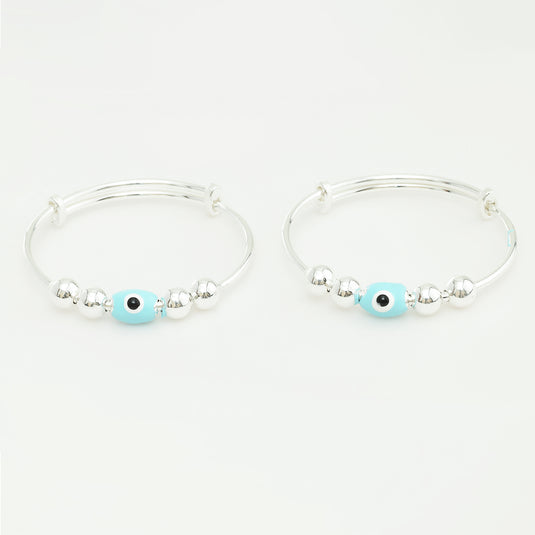 925 Silver Enamel Light Blue Evil Eye Baby Kada