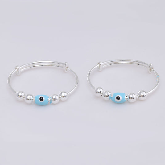 925 Silver Enamel Light Blue Evil Eye Baby Kada