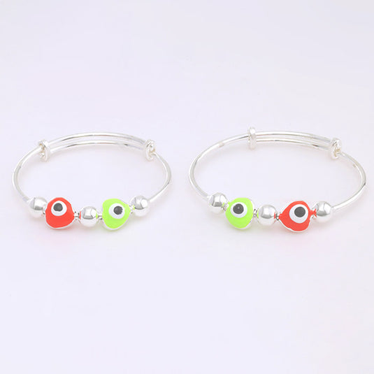 Triple Color Bead Silver Kada