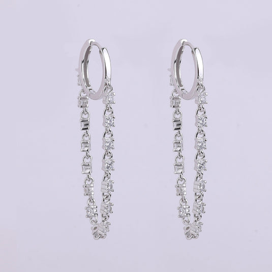 925 Silver Minimal Chain Drop Earrings