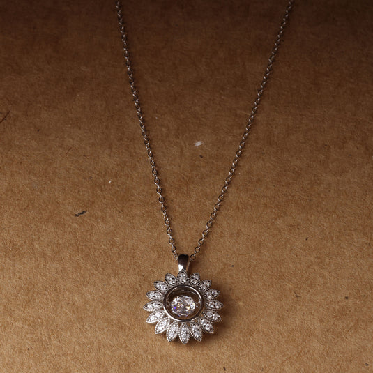 925 Silver Sparkling Sunflower Pendant