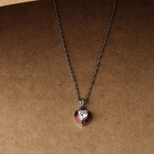 925 Silver Romantic Red Heart Pendant