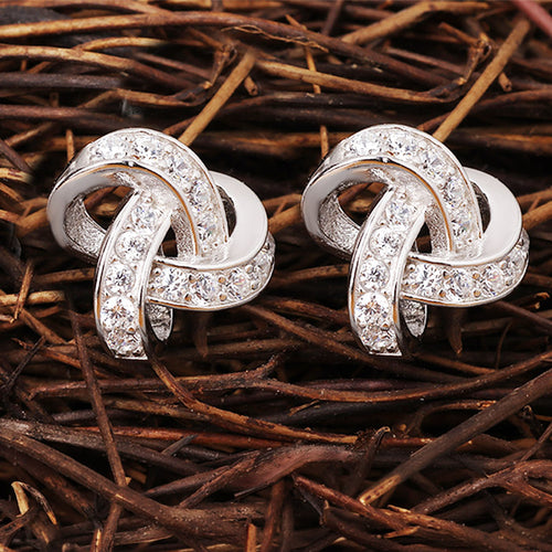 Twisted Knot Silver Earrings