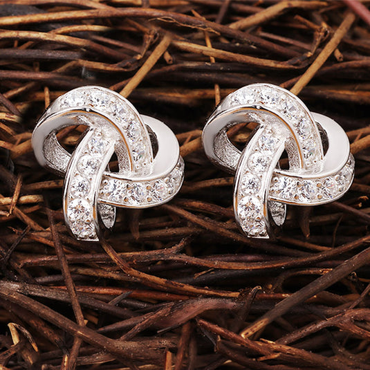 Twisted Knot Silver Earrings
