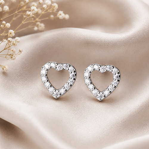 925 Silver Open Heart Earrings