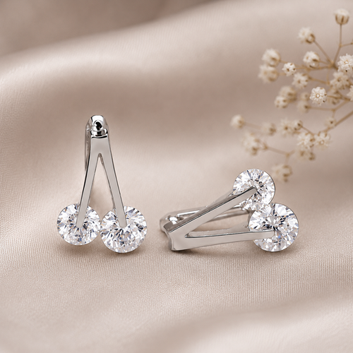 925 Silver Modern Cherry Twin Earrings